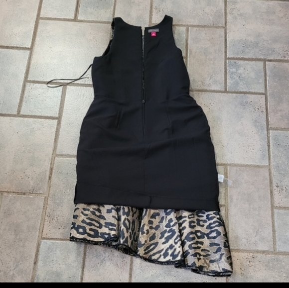 Vince Camuto Animal Print Mettalic  Asymmetrical Tierd Hem Cocktail Dress - Picture 7 of 12